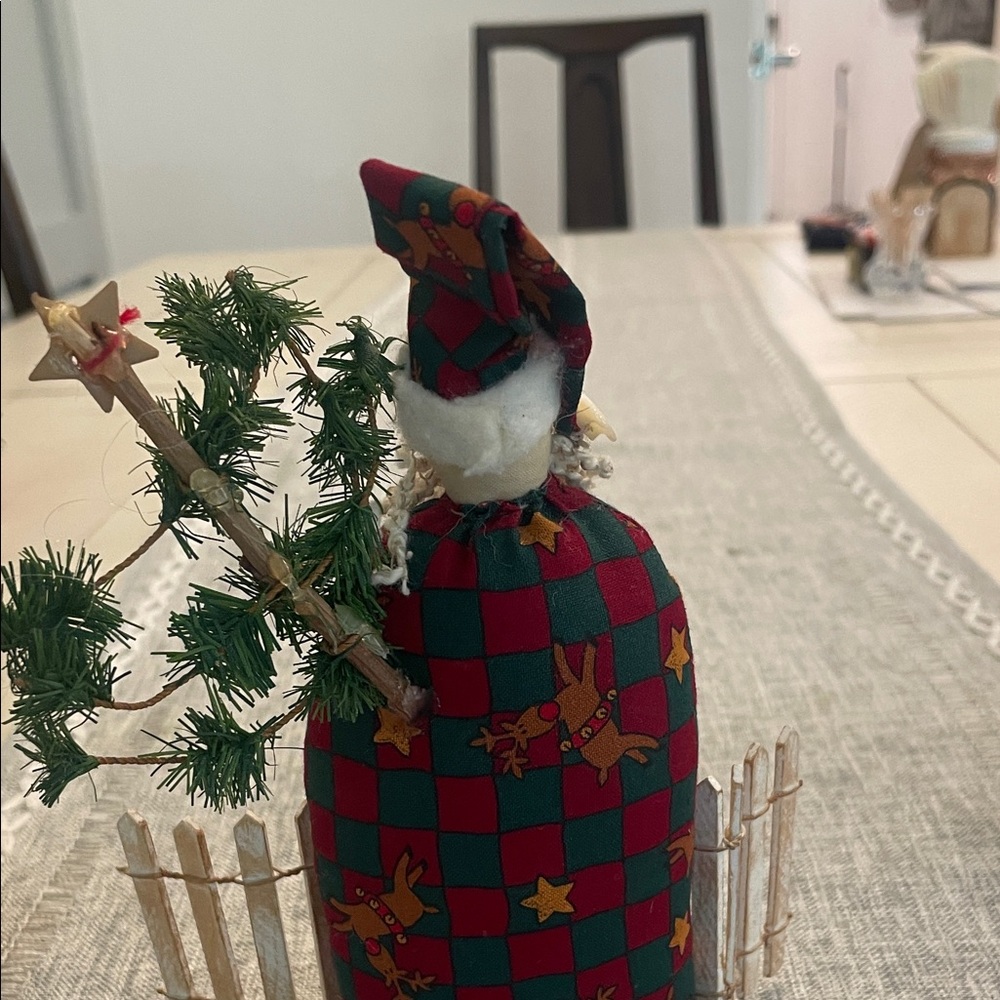 Hand Crafted Plaid Santa Duo with Greenery - Picture 6 of 6
